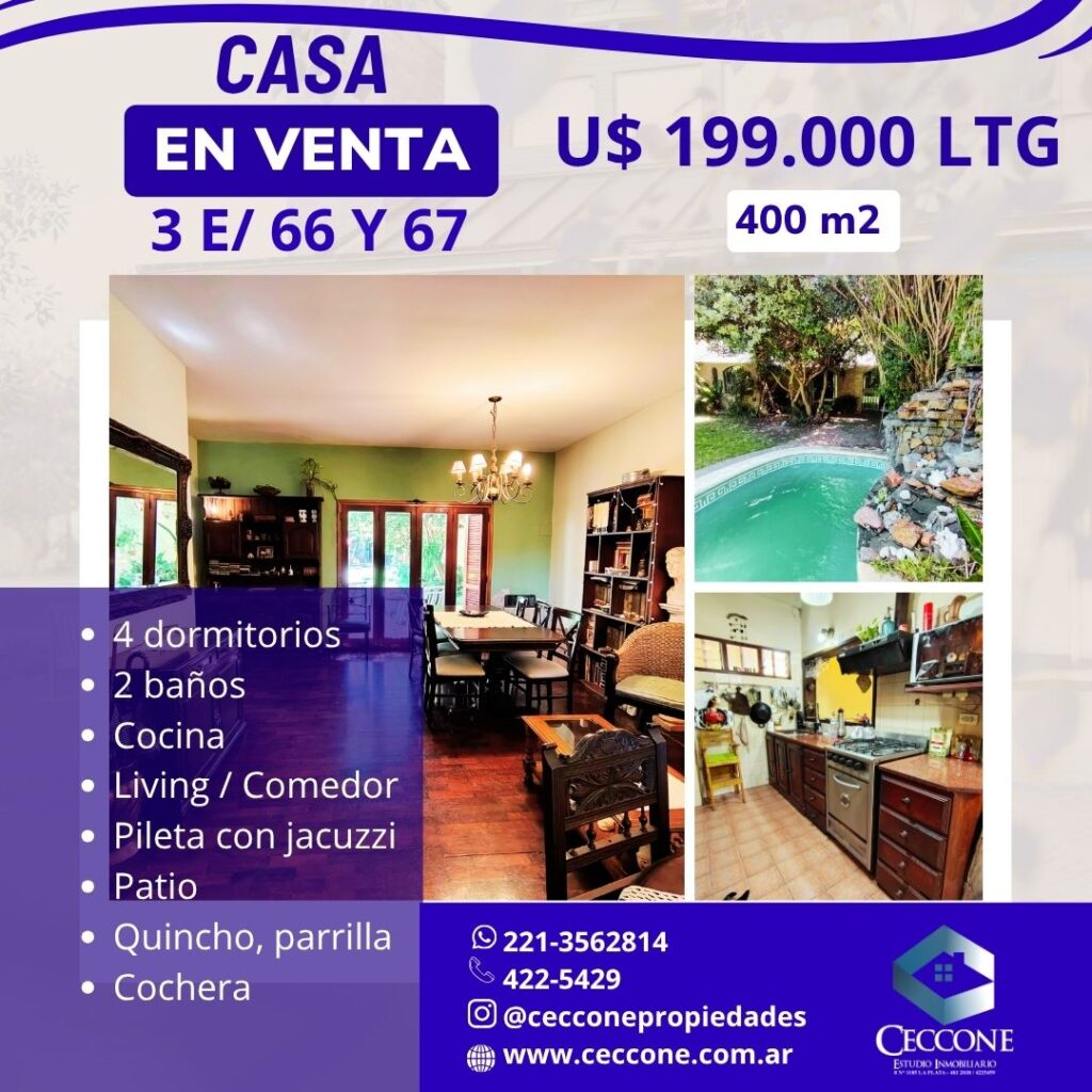 VENTA - Casa - 3 entre 66 y 67 - La Plata