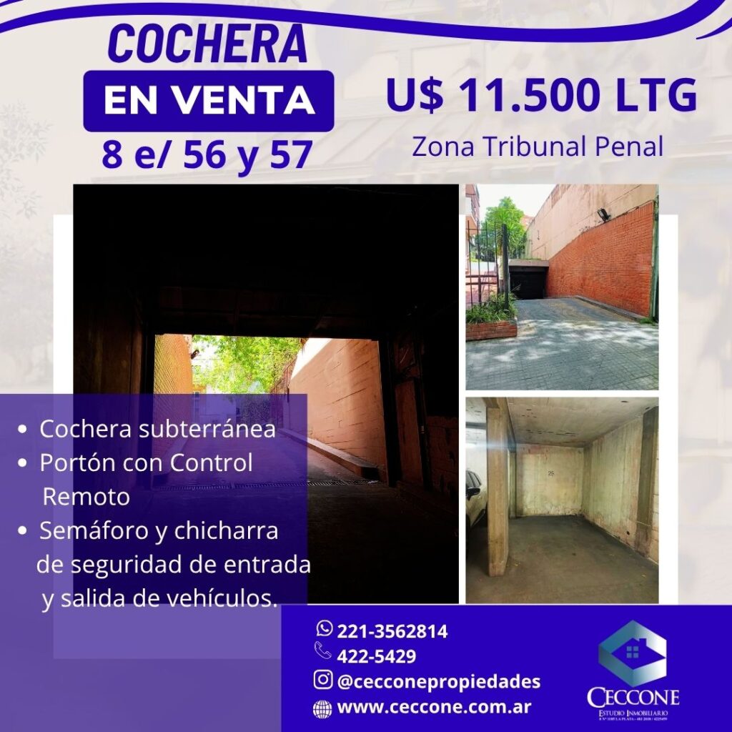 VENTA - Cochera - 8 entre 56 y 57 - La Plata