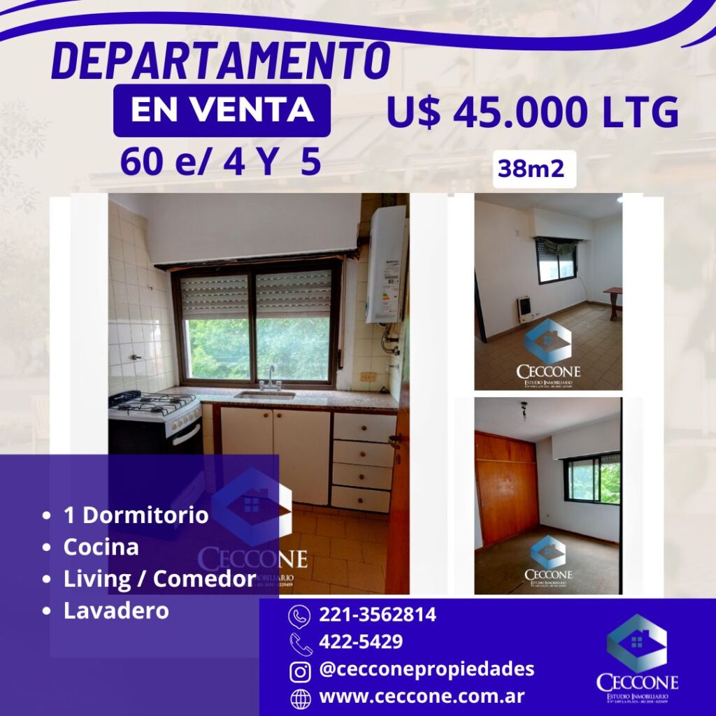VENTA - Departamento - 60 entre 4 y 5 - La Plata