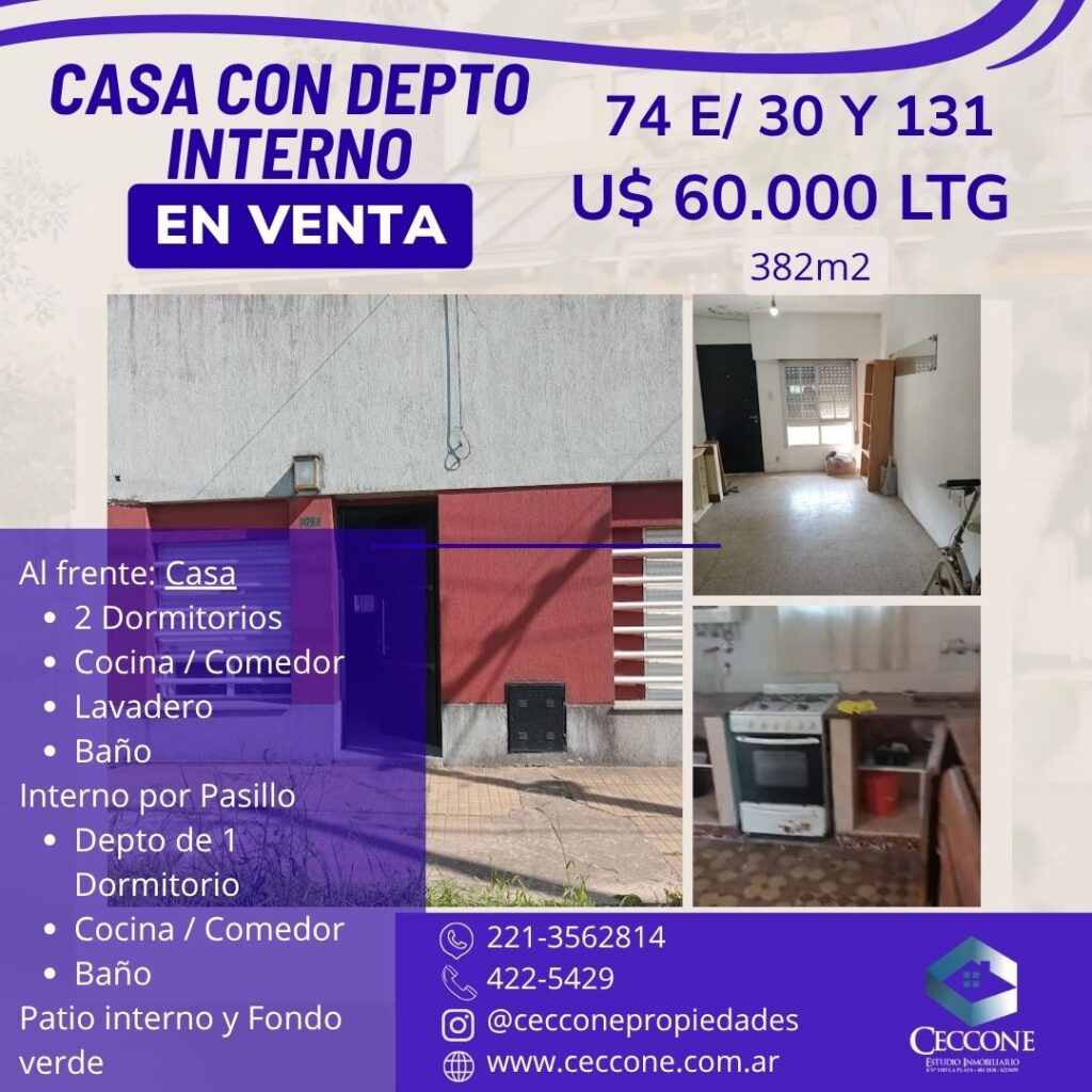 VENTA - Casa - 74 entre 30 y 131 - La Plata