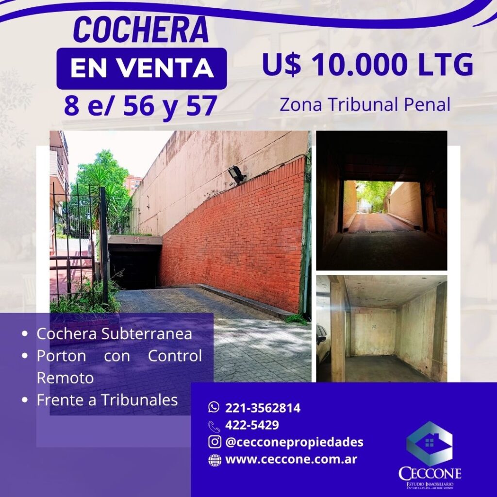 VENTA - Cochera - 8 entre 56 y 57 - La Plata