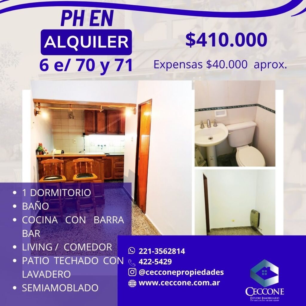ALQUILER - Ph - 6 entre 70 y 71 - La Plata