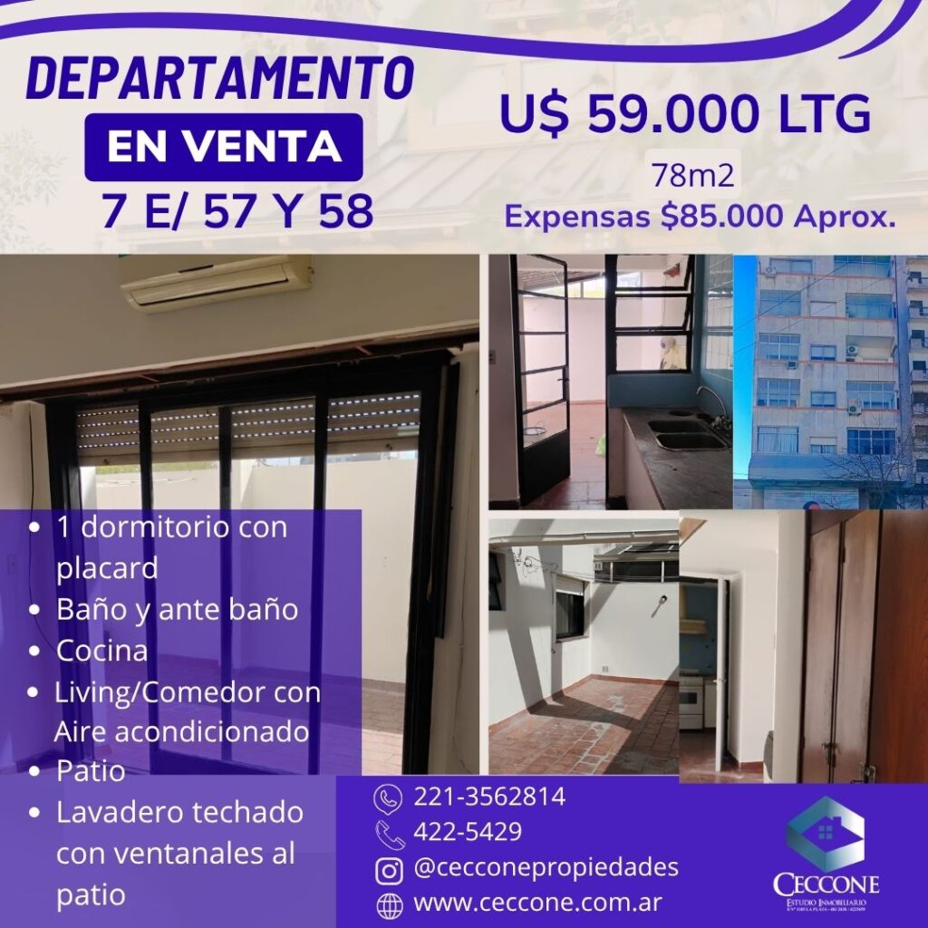 VENTA - Departamento - Calle 7 57 y 58 - La Plata