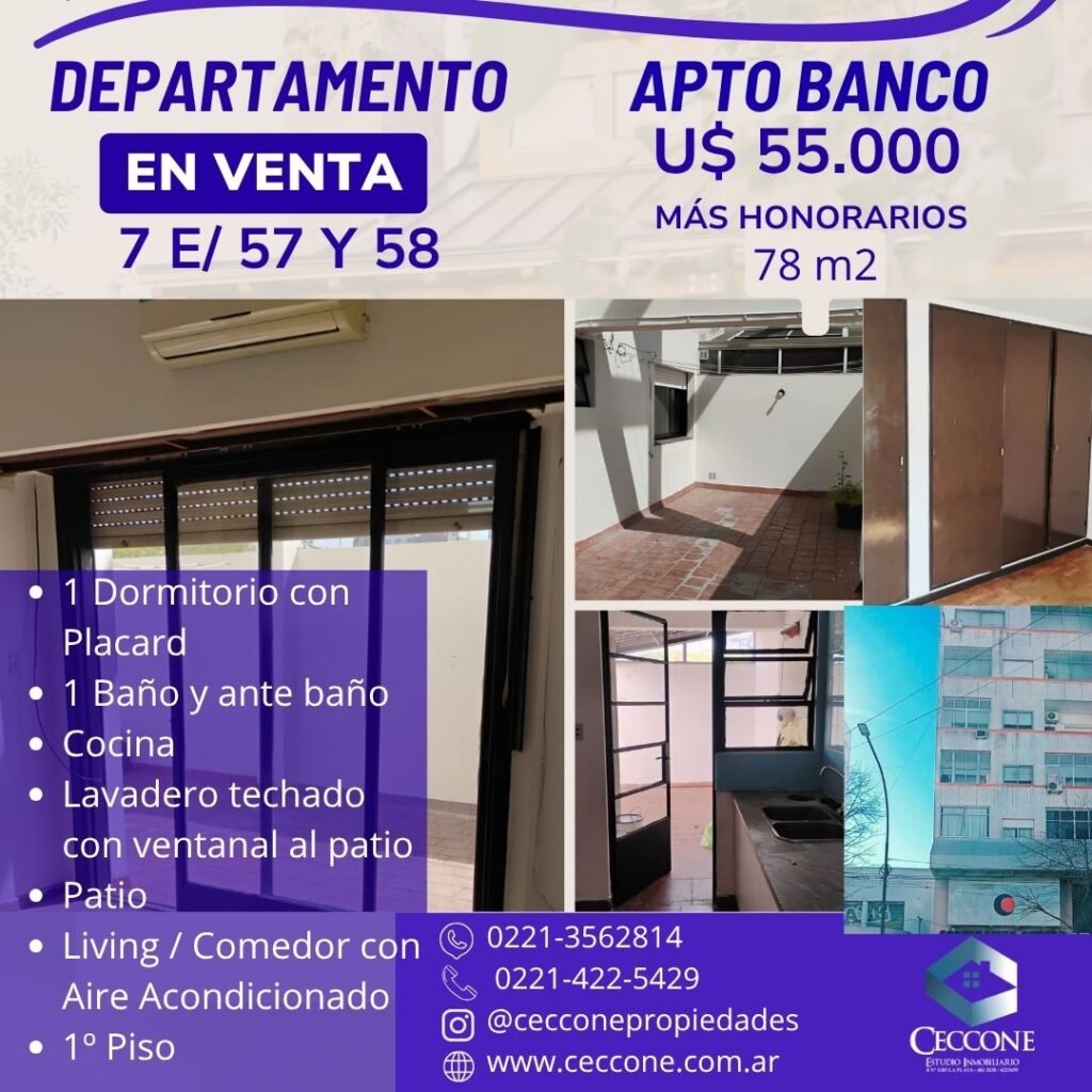 VENTA - Departamento - Calle 7 57 y 58 - La Plata