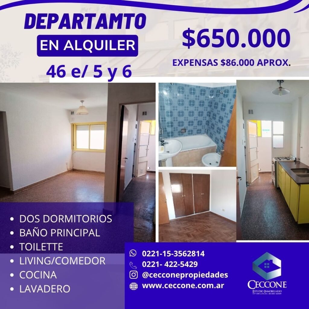 ALQUILER - Departamento - 46 entre 5 y 6 - La Plata