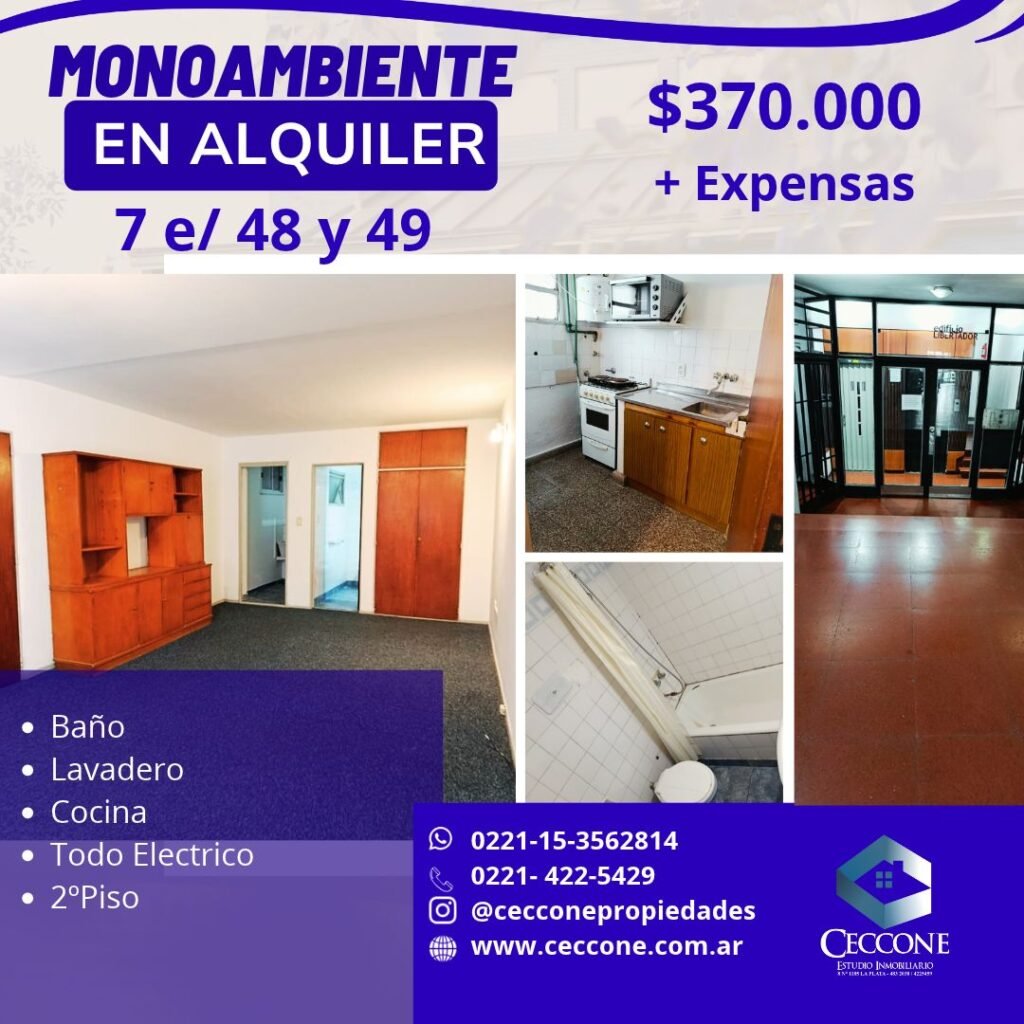 ALQUILER - Monoambiente - 7 entre 48 y 49 - La Plata